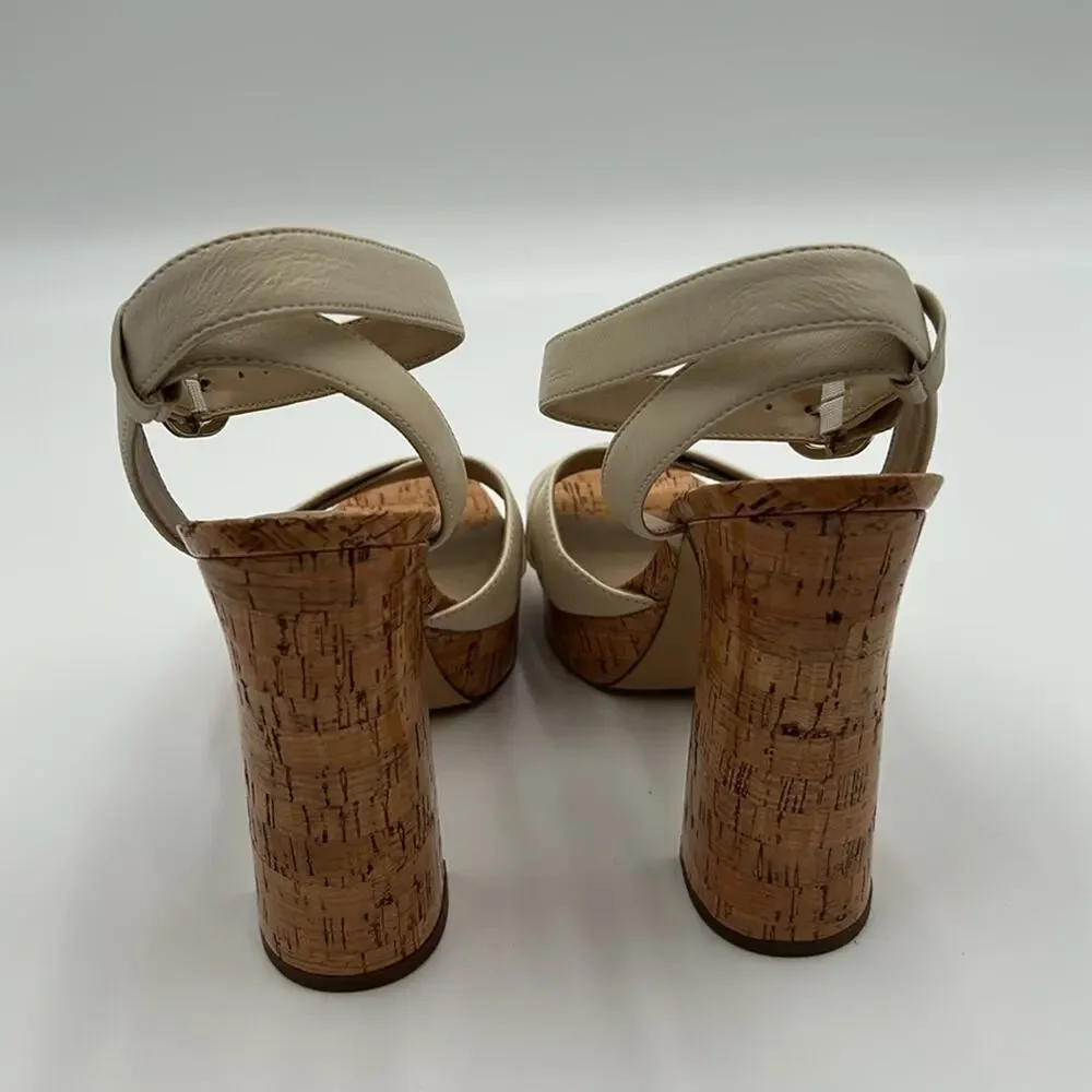 Sam Edelman Cream and Brown Platform Sandals Size 9.5 NWT